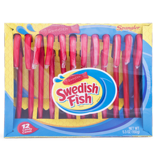 swedish fish® candy canes 12pack let go & have fun