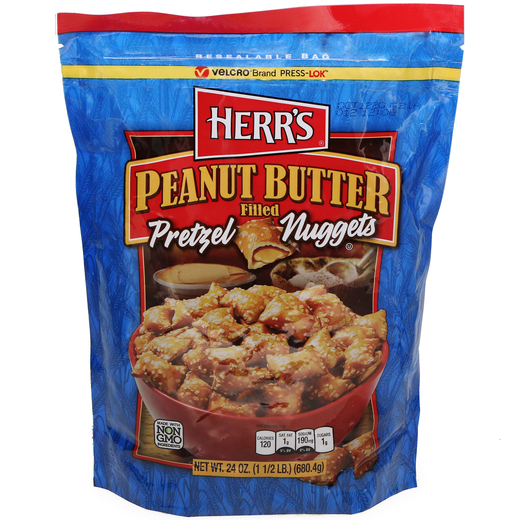 herr's® peanut butter filled pretzel nuggets 24oz let go & have fun