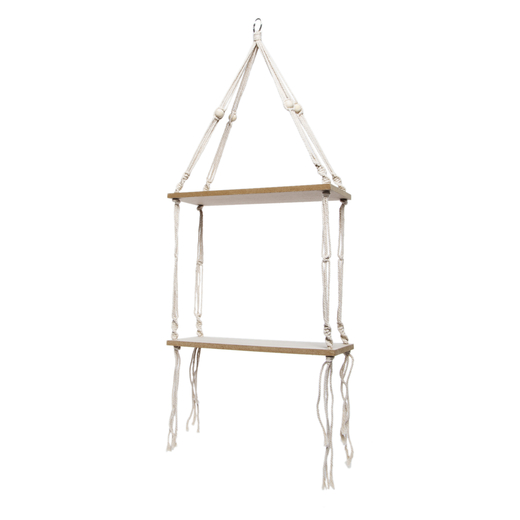 2tier macrame hanging wall shelf 12in x 31.5in let go & have fun