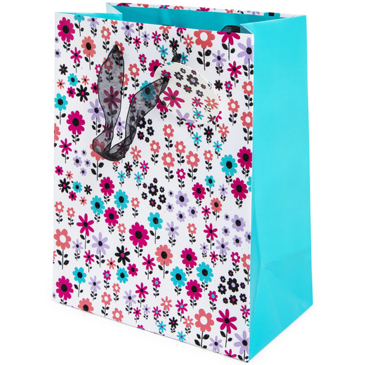 medium floral gift bag 9in x 7in let go & have fun