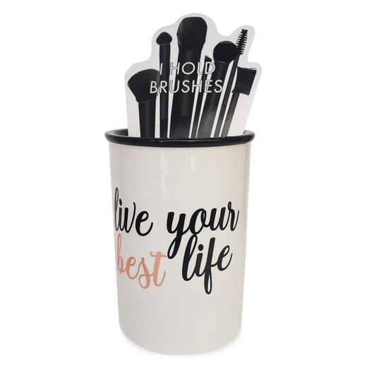 ceramic makeup brush cup live your best life Five Below let go