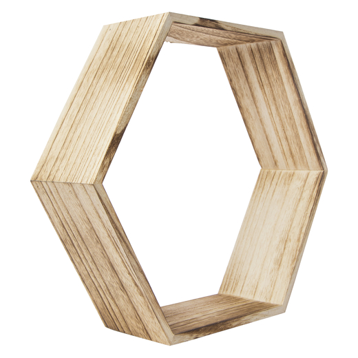 large wood hexagon shelf 11.6in x 10in Five Below let go & have fun