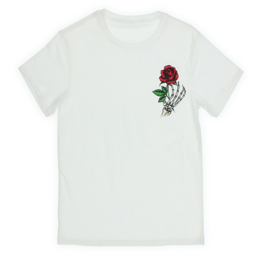 black tee with red rose