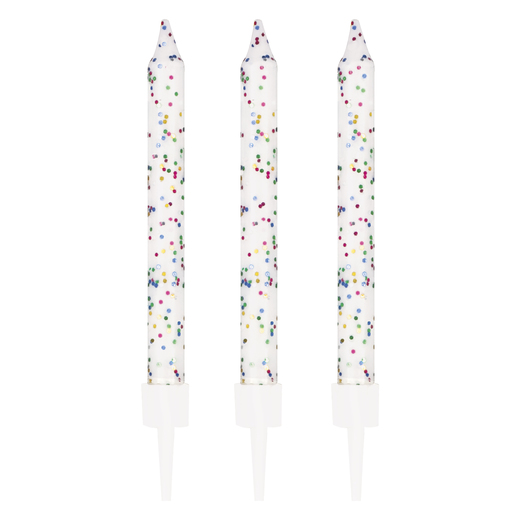 white glitter birthday candles 10count let go & have fun