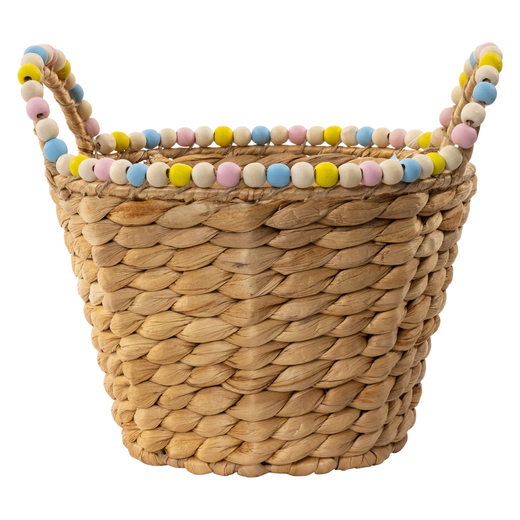 woven easter basket with bead trim 9in | Five Below | let go & have fun