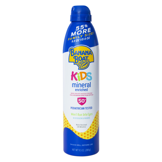 banana boat® kids mineral enriched spray SPF 50+ sunscreen 9.5oz Five