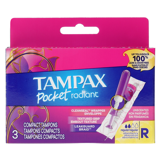tampax® pocket radiant compact regular tampons 3-count | Five Below ...