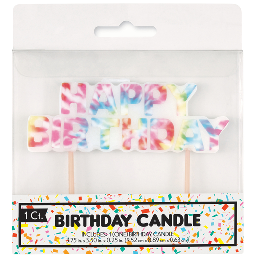 tie dye birthday candle Five Below let go & have fun